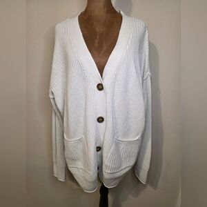 Forever 21 Cream Ribbed Button-Up Cardigan – Size Large